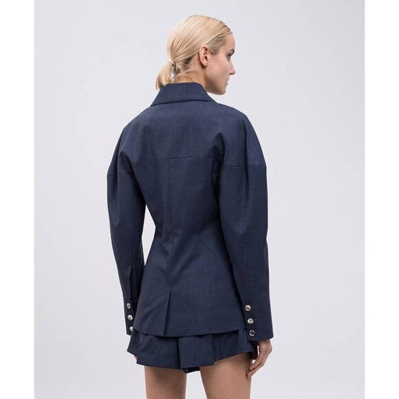 Givenchy Double Breasted Cuffed Jacket Blazer in Denim Blue FR 34 XS - Picture 2 of 7